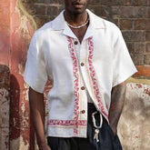 Hearujoy Mens Floral Print Vacation Casual Short Sleeve Shirt Genderless 2024 Summer New Style Retro Thin Simple Versatile Top Unisex